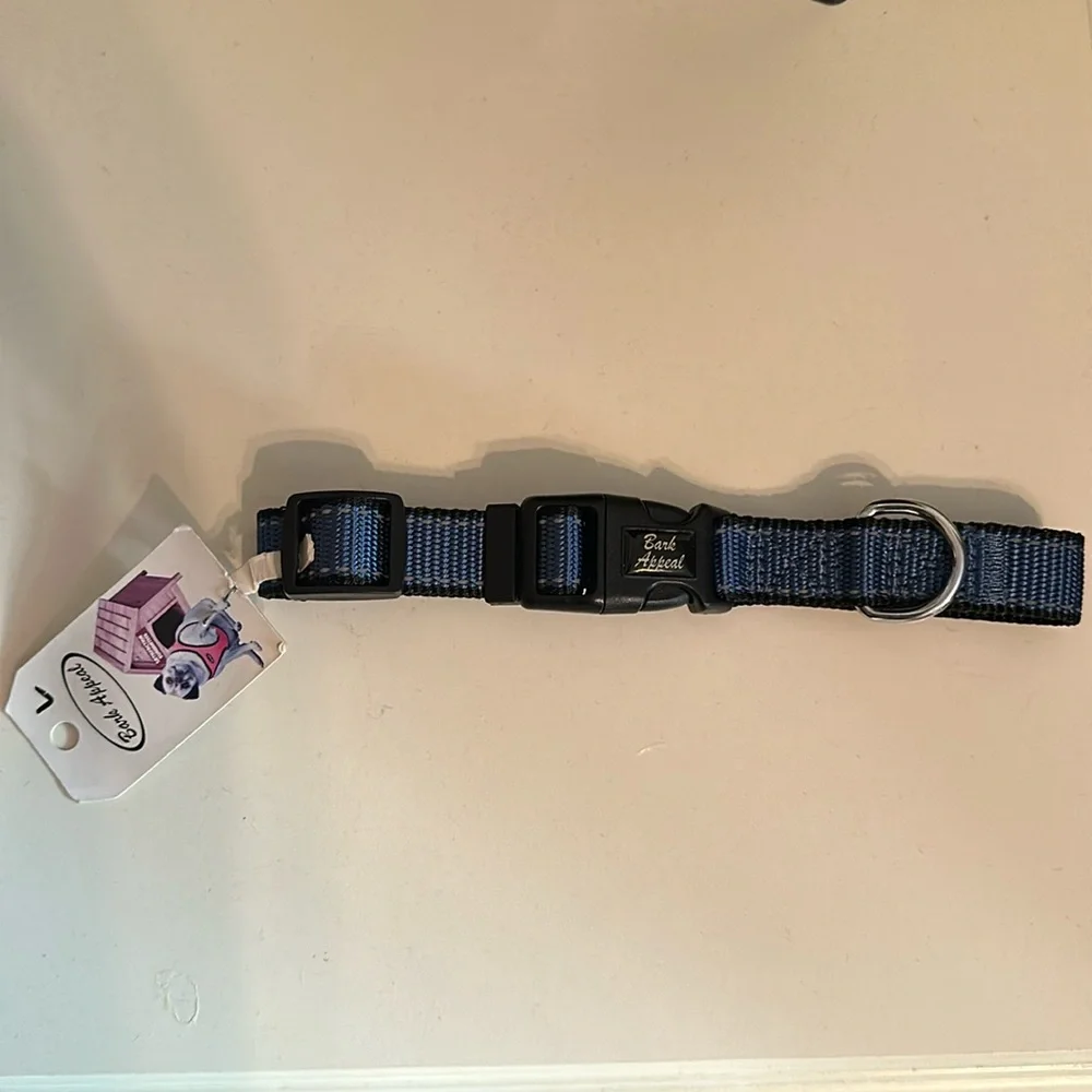(New) Bark Appeal Blue and Black Dog Collar